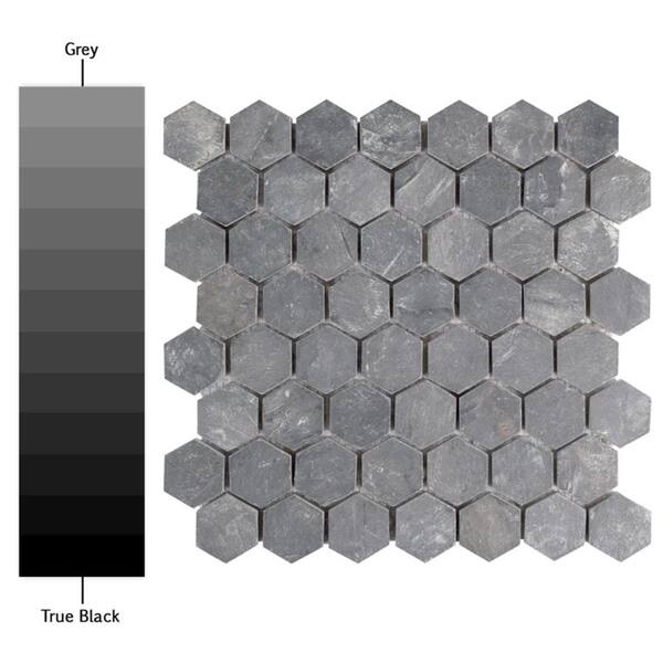 Shop Somertile 11 125x11 125 Inch Ridge Hexagon Black Slate Mosaic