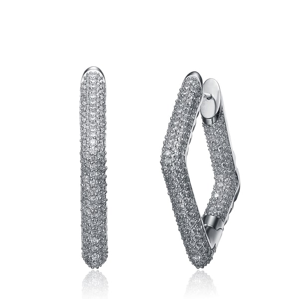Collette Z Sterling Silver Cubic Zirconia Diamond Shape Hoop Collette Z Sterling Silver Cubic Zirconia Diamond Shape Hoop Earrings