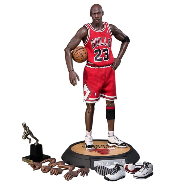 NBA Michael Jordan Away Red Jersey 1/6 Figure with Air Jordan Shoes