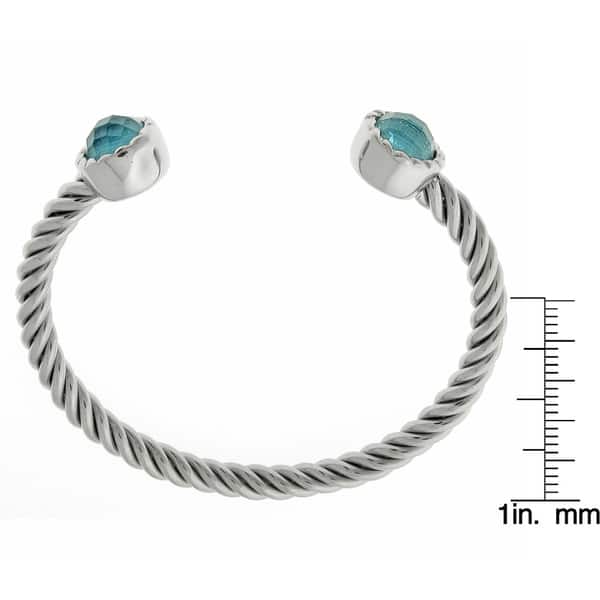 Stainless Steel Blue Gl Finial Twisted Cuff Bracelet Stainless Steel Blue Gl Finial Twisted Cuff Bracelet