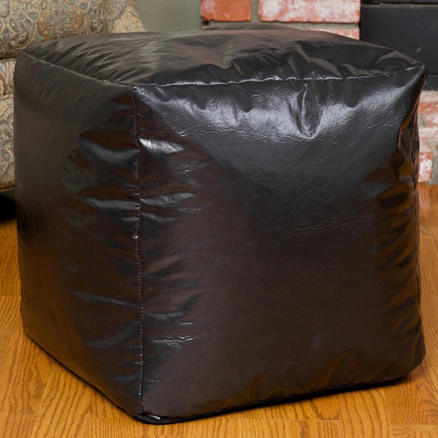 Christopher Knight Home Christopher Knight Home Parker Vinyl Bean Bag Cube Ottoman Black Size Large