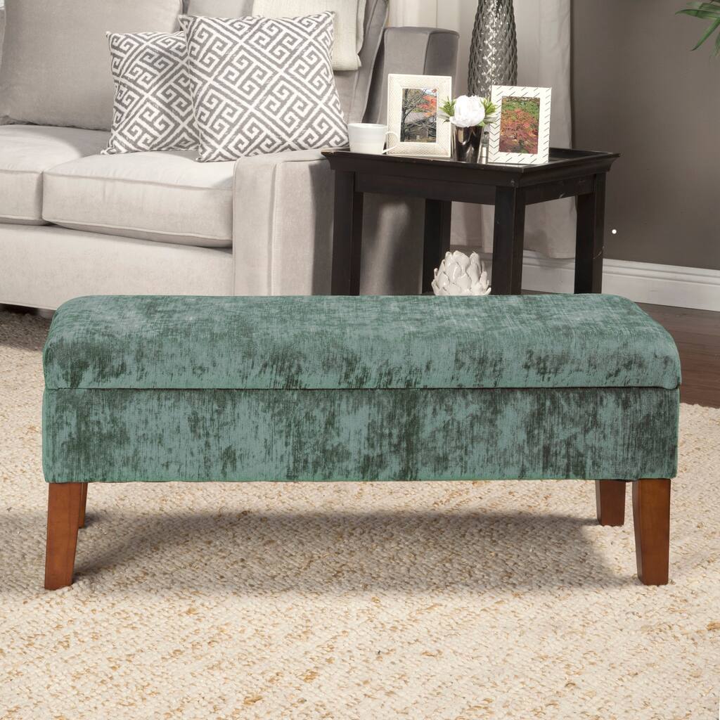 HomePop Teal Velvet Storage Bench