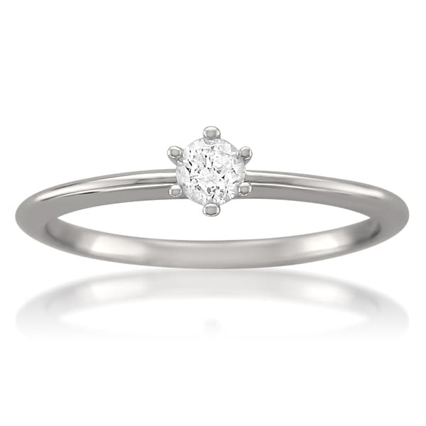 Montebello 14k White Gold 1/5ct TDW Certified Diamond Solitaire Ring