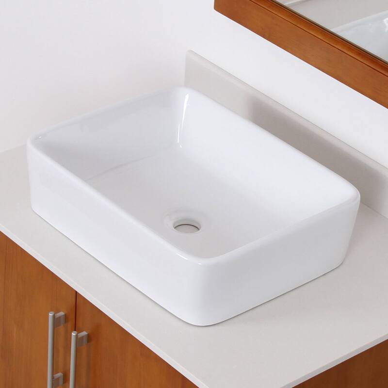 Elite High-temperature Rectangular Ceramic Bathroom Sink and Faucet Combo