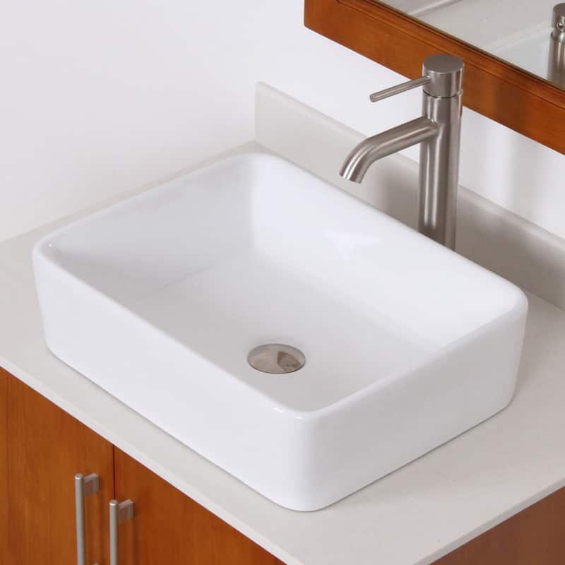 Elite High-temperature Rectangular Ceramic Bathroom Sink and Faucet Combo