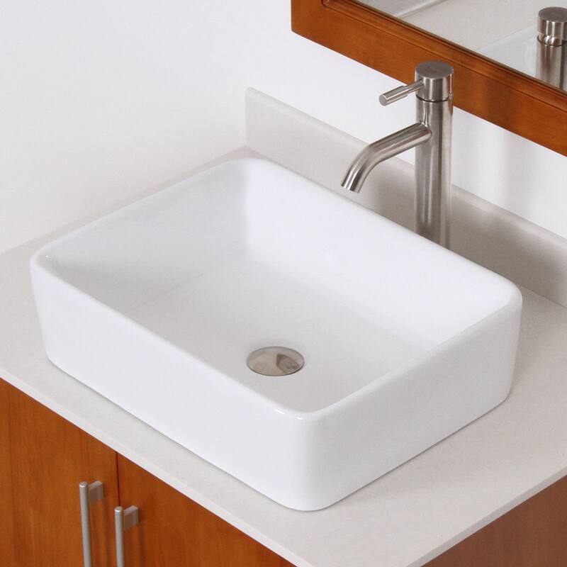 Elite High-temperature Rectangular Ceramic Bathroom Sink and Faucet Combo