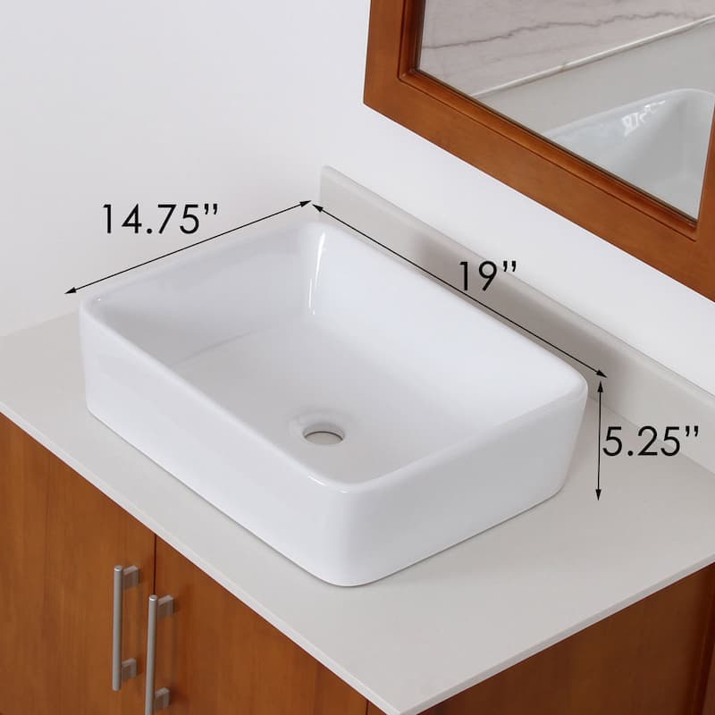 Elite High-temperature Rectangular Ceramic Bathroom Sink and Faucet Combo