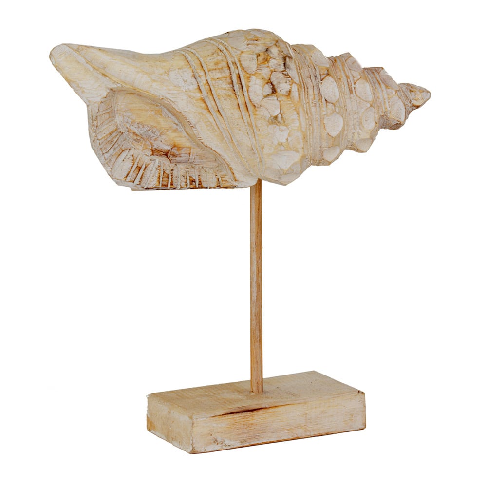 Wood Conch Shell and Stand