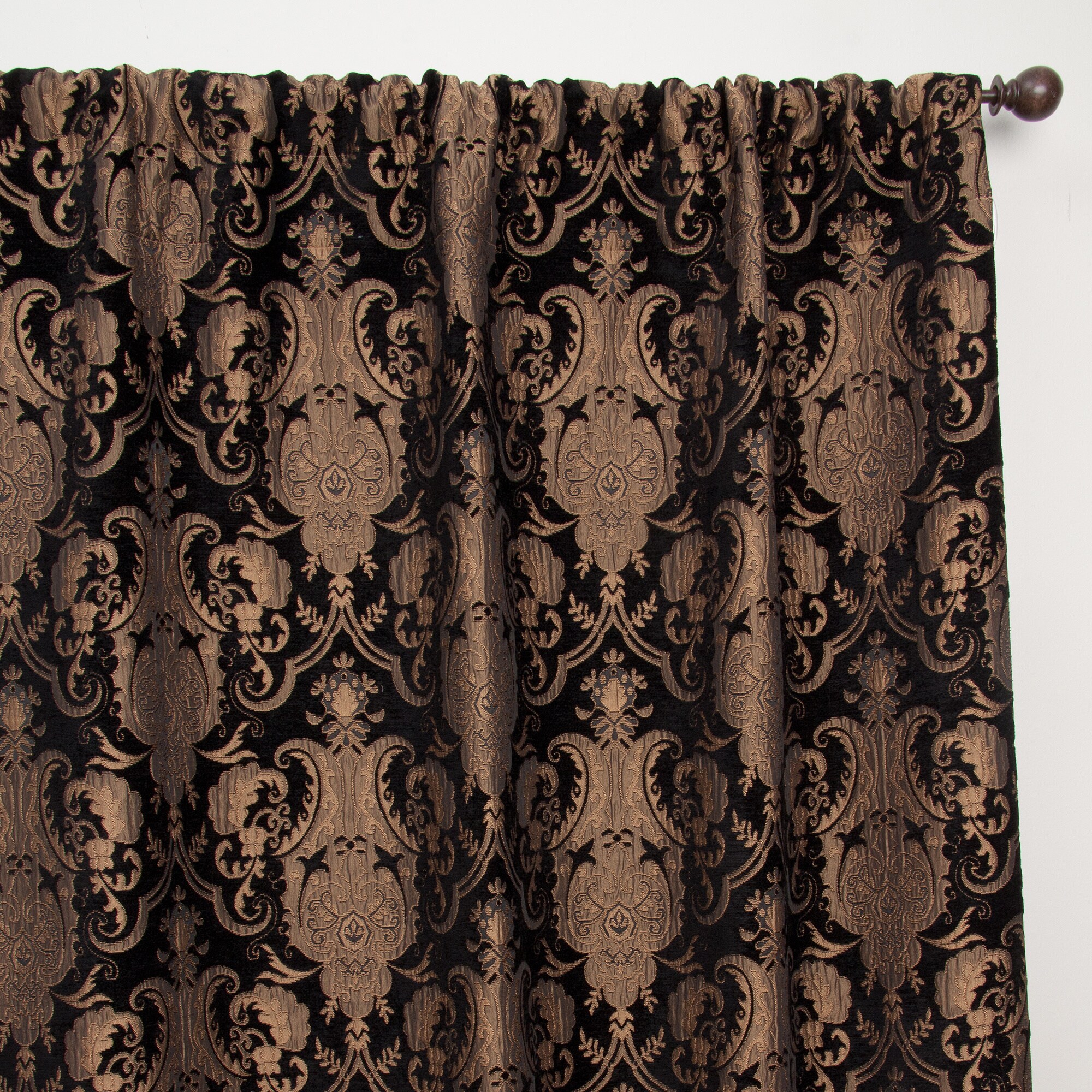 McLeland Design Venetian 84" x 84" Panel Pair Black Gold Floral Pattern 