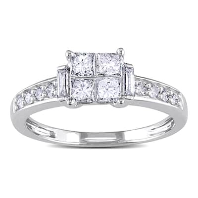 Miadora Signature Collection 14k White Gold 5/8ct TDW Diamond Quad Engagement Ring (G-H, I1-I2)