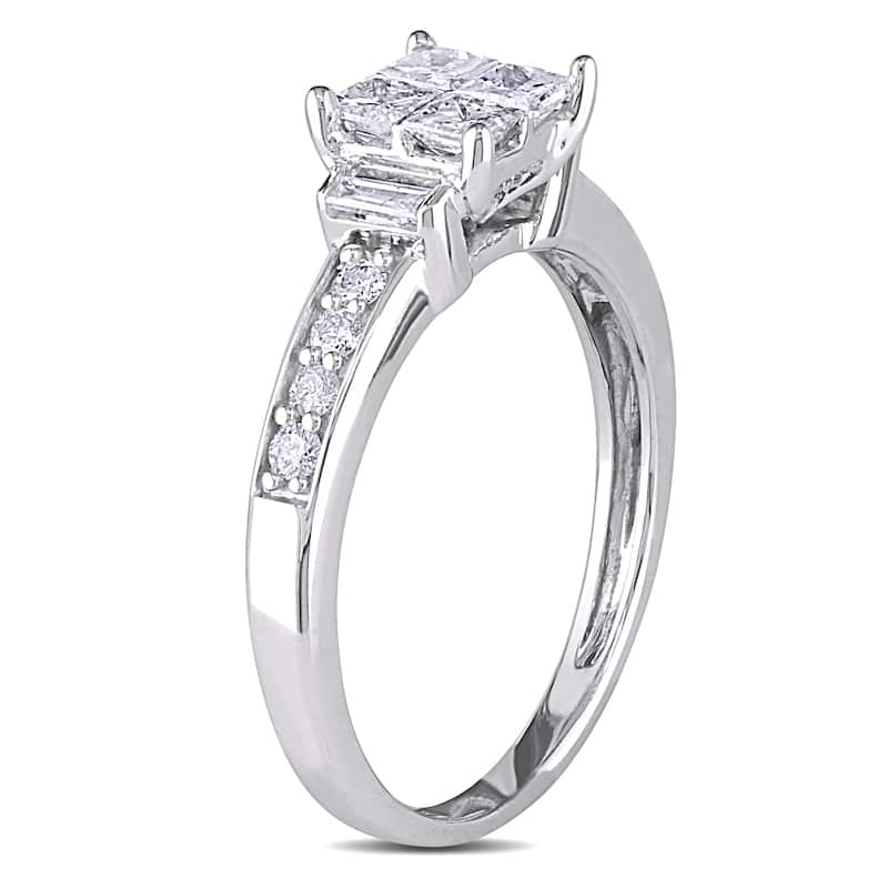 Miadora Signature Collection 14k White Gold 5/8ct TDW Diamond Quad Engagement Ring (G-H, I1-I2)