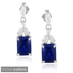 Icz Stonez Sterling Silver Created Gemstone And Emerald Cut Icz Stonez Sterling Silver Created Gemstone And Emerald Cut Cubic Zirconia Dangling Earrings On Free Shipping Orders Over 45