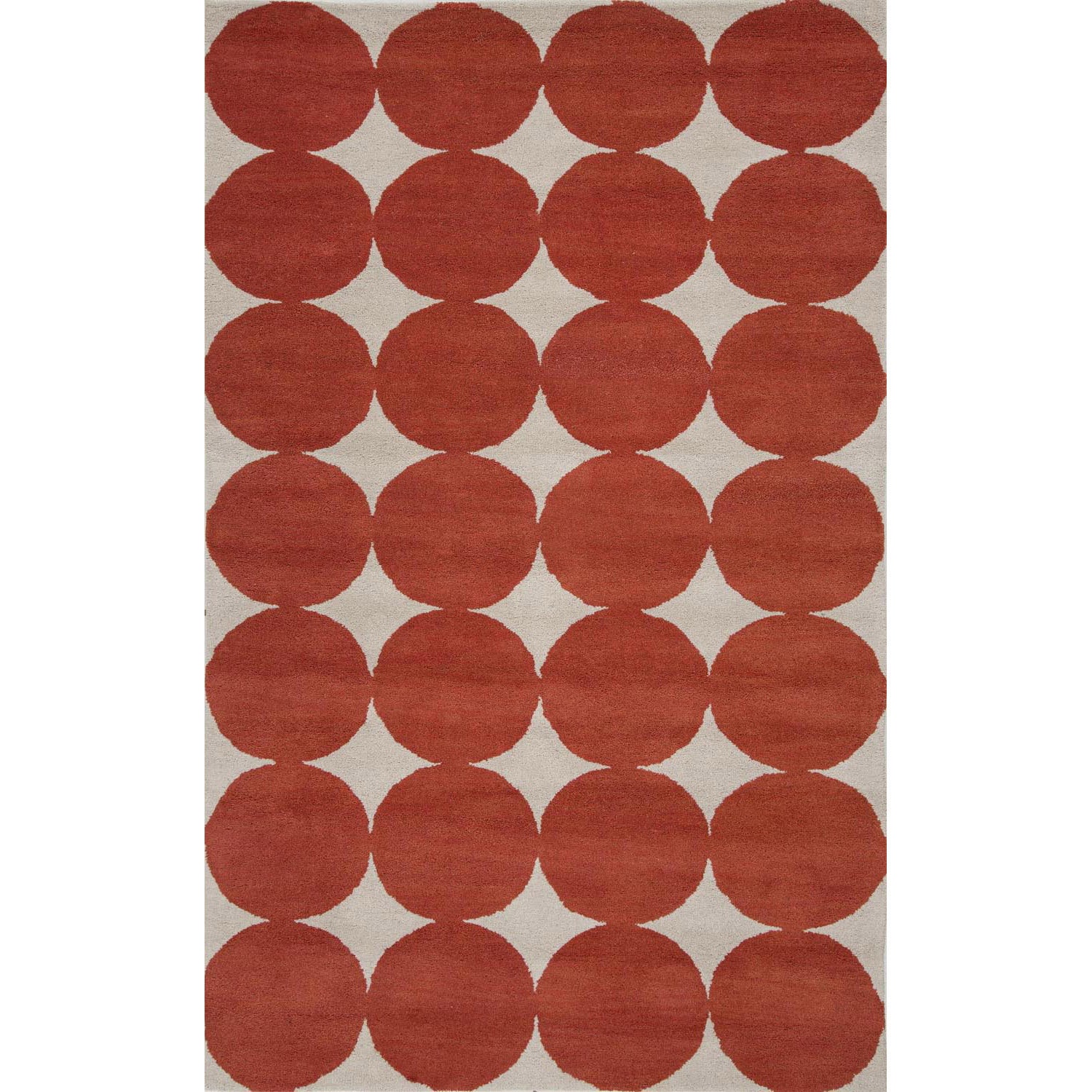 Hand tufted White/ Poppy Wool Rug (5 X 8)