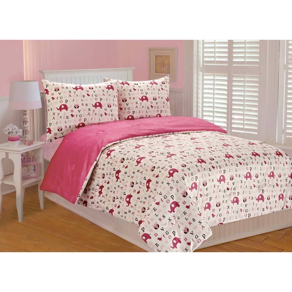 Jesse ABC Elephants Printed Microplush 3-piece Comforter Set