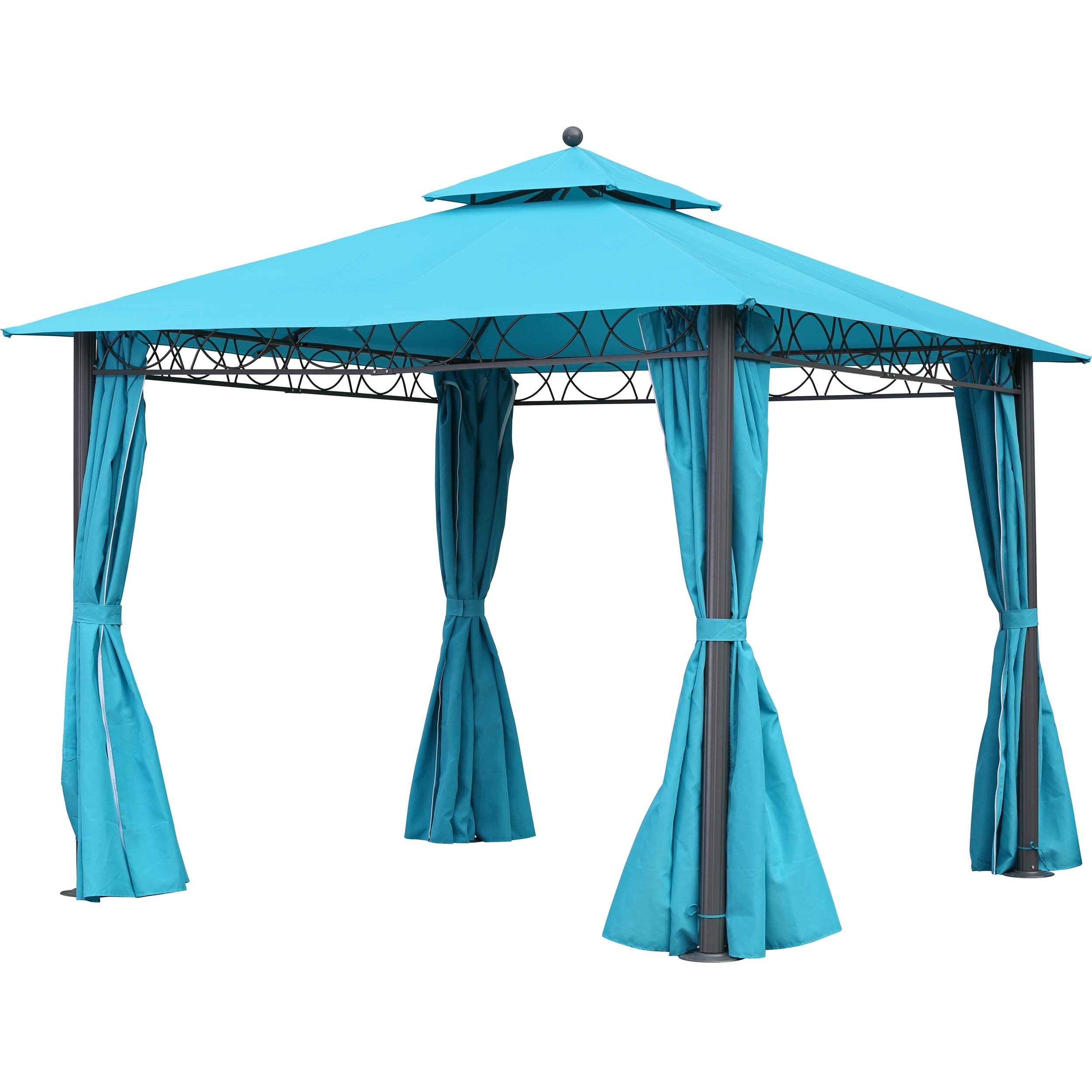 International Caravan St. Kitts 10 foot Aluminum/ Polyester Double vented And Drapes Square Gazebo