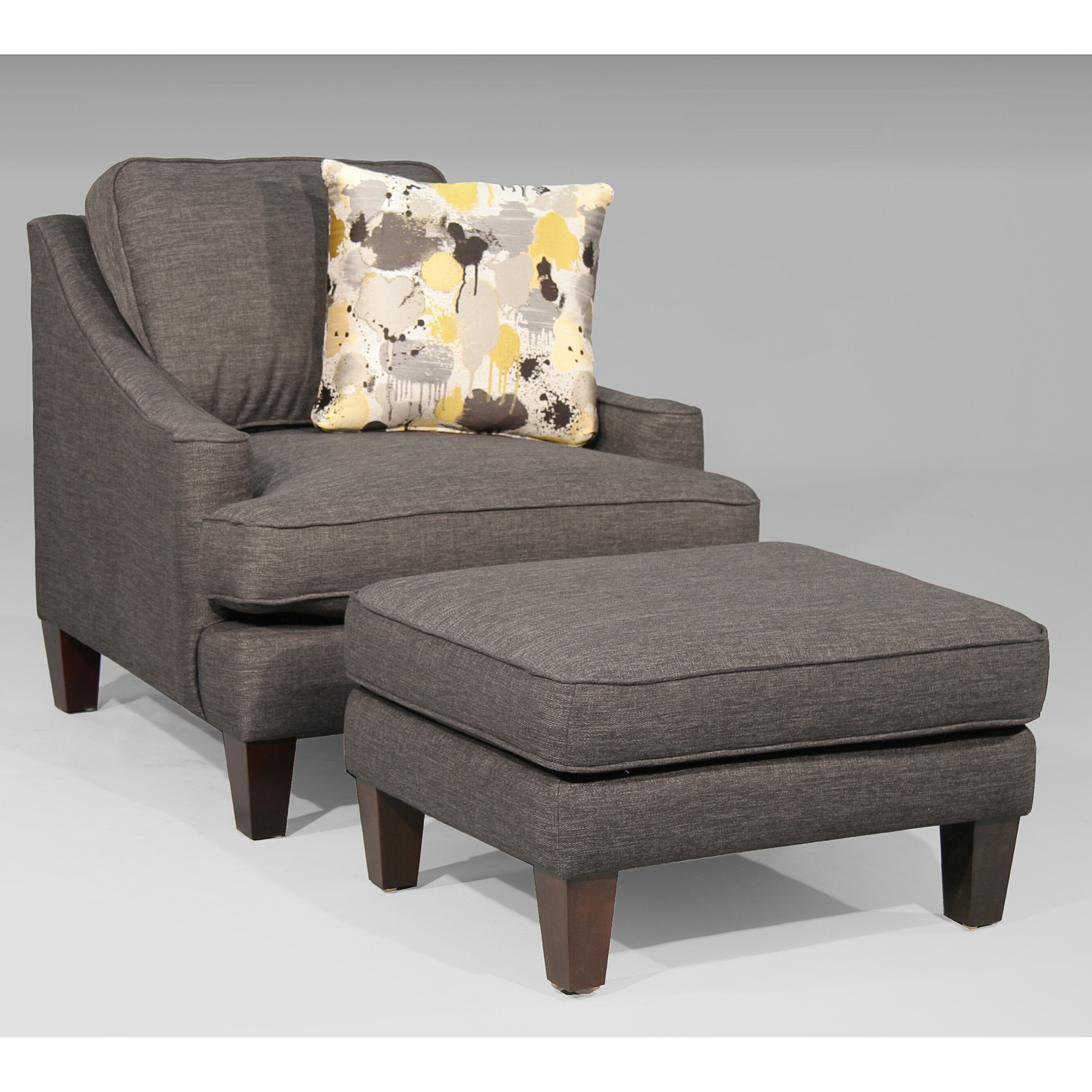 dark grey chair and ottoman