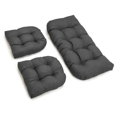 Blazing Needles 3-piece Solid-color Settee Replacement Cushion Set