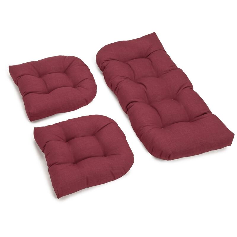 Blazing Needles 3-piece Solid-color Settee Replacement Cushion Set - Merlot
