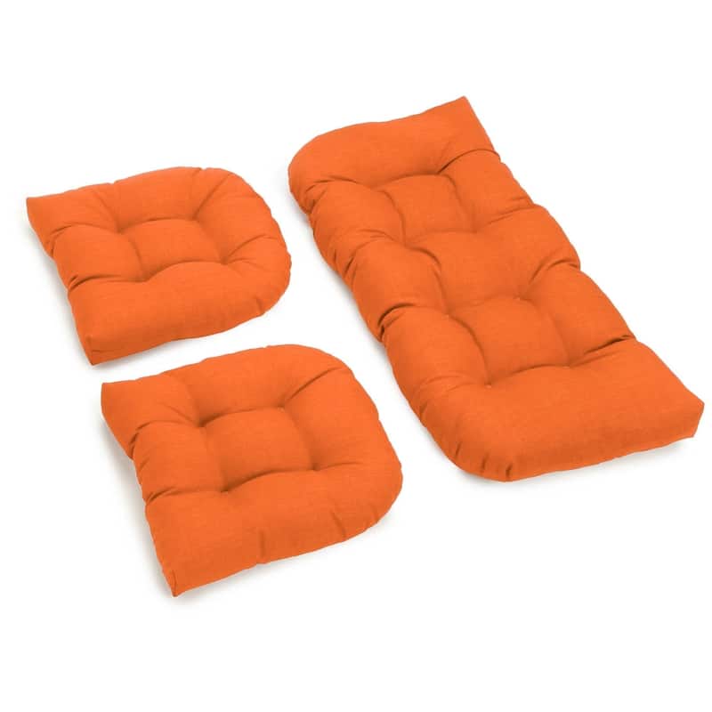 Blazing Needles 3-piece Solid-color Settee Replacement Cushion Set - Tangerine Dream
