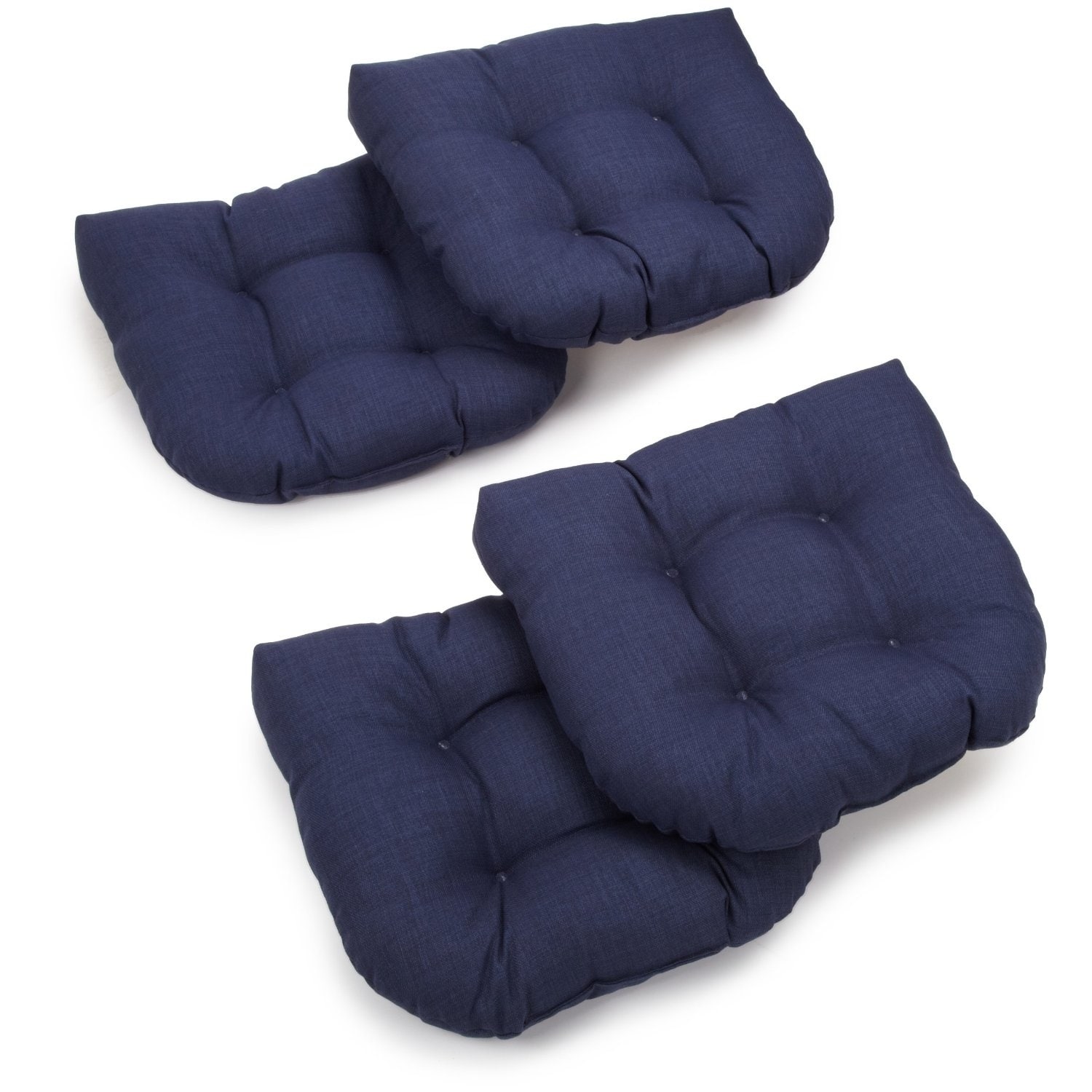 Blazing Needles 16-inch Outdoor Spun Polyester U-Shaped Tufted Chair Cushions (Set of 4)