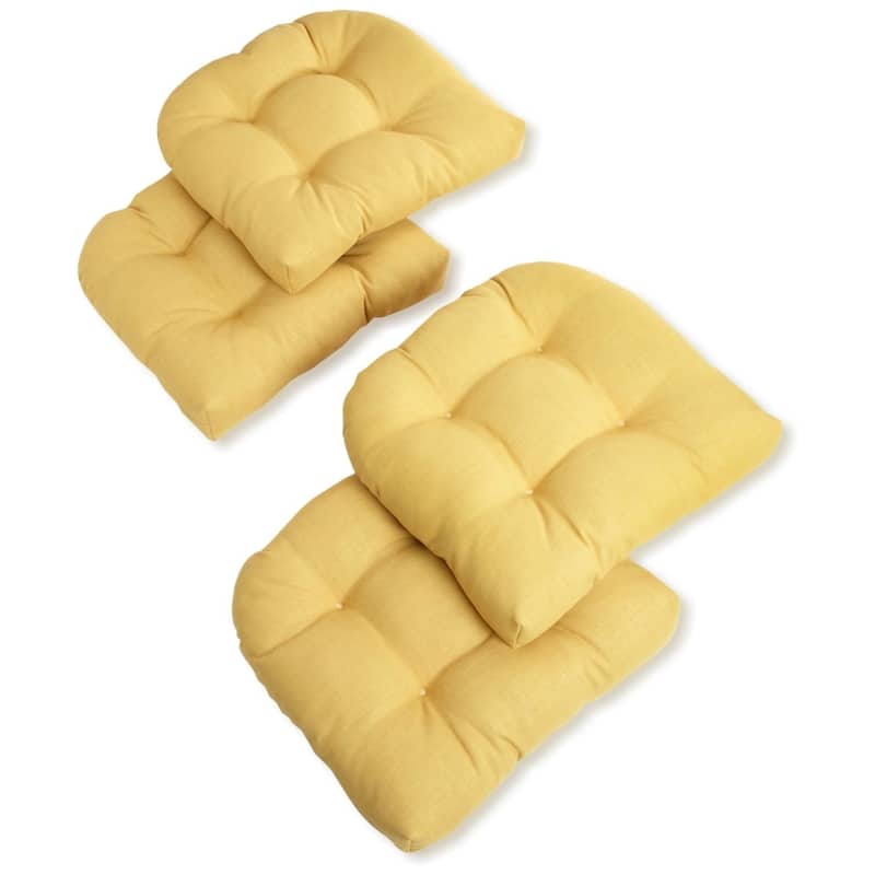 Blazing Needles 19-in. U-shaped Chair Cushions (Set of 4) - 19 x 19 - Lemon