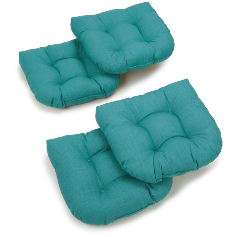 Blazing Needles 19-in. U-shaped Chair Cushions (Set of 4) - 19 x 19 - Aqua Blue