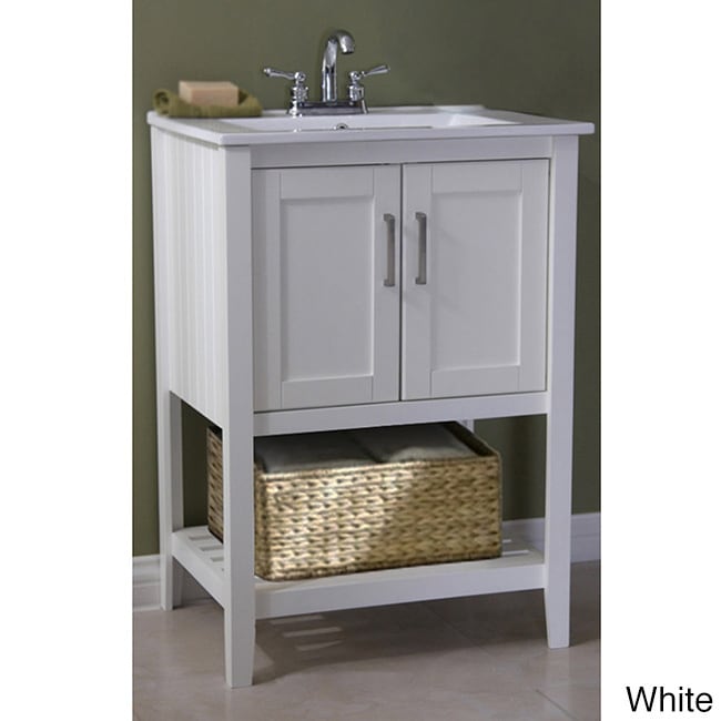 Legion Furniture Ceramic top 24 inch Single Sink Bathroom Vanity And Basket White Size Single Vanities