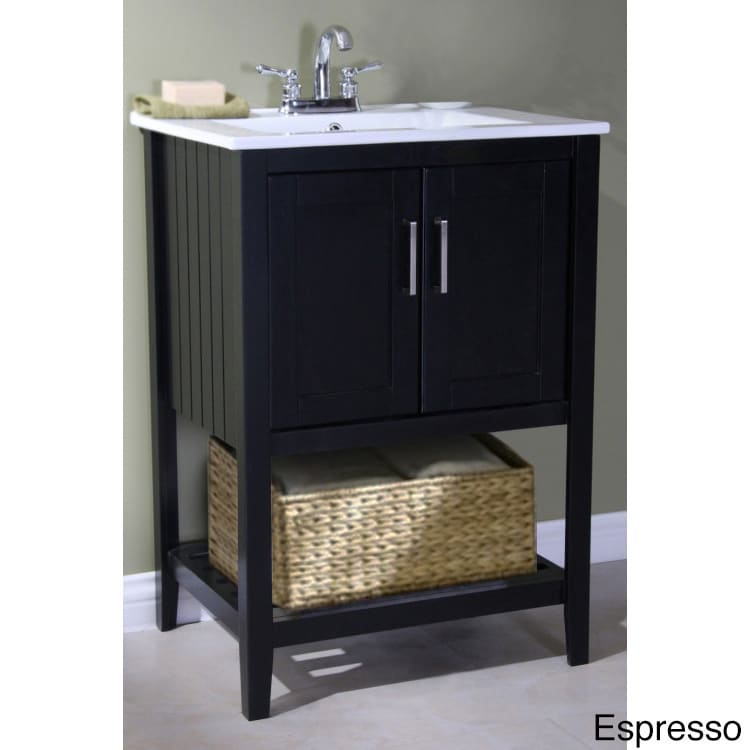 Ceramic top 24 inch Single Sink Bathroom Vanity And Basket