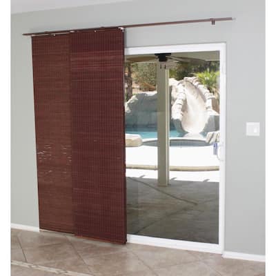 Radiance Mahogany Flat Privacy Panel Track Sliding Shade - 78 x 84