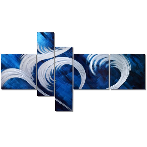 Hand Painted 'Blue Fury' 5-piece Metal Artwork