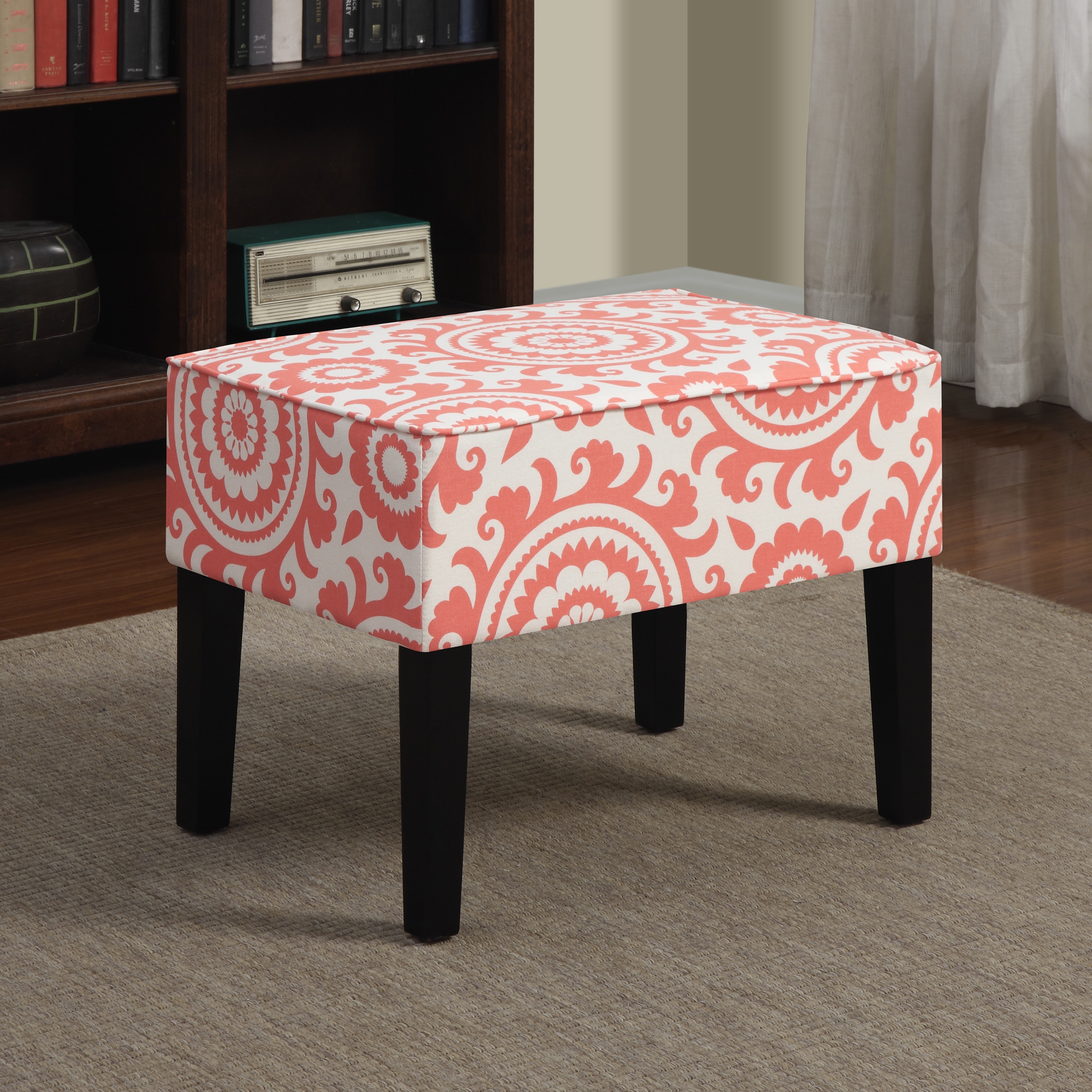 Portfolio Niles Pink Coral Medallion Ottoman