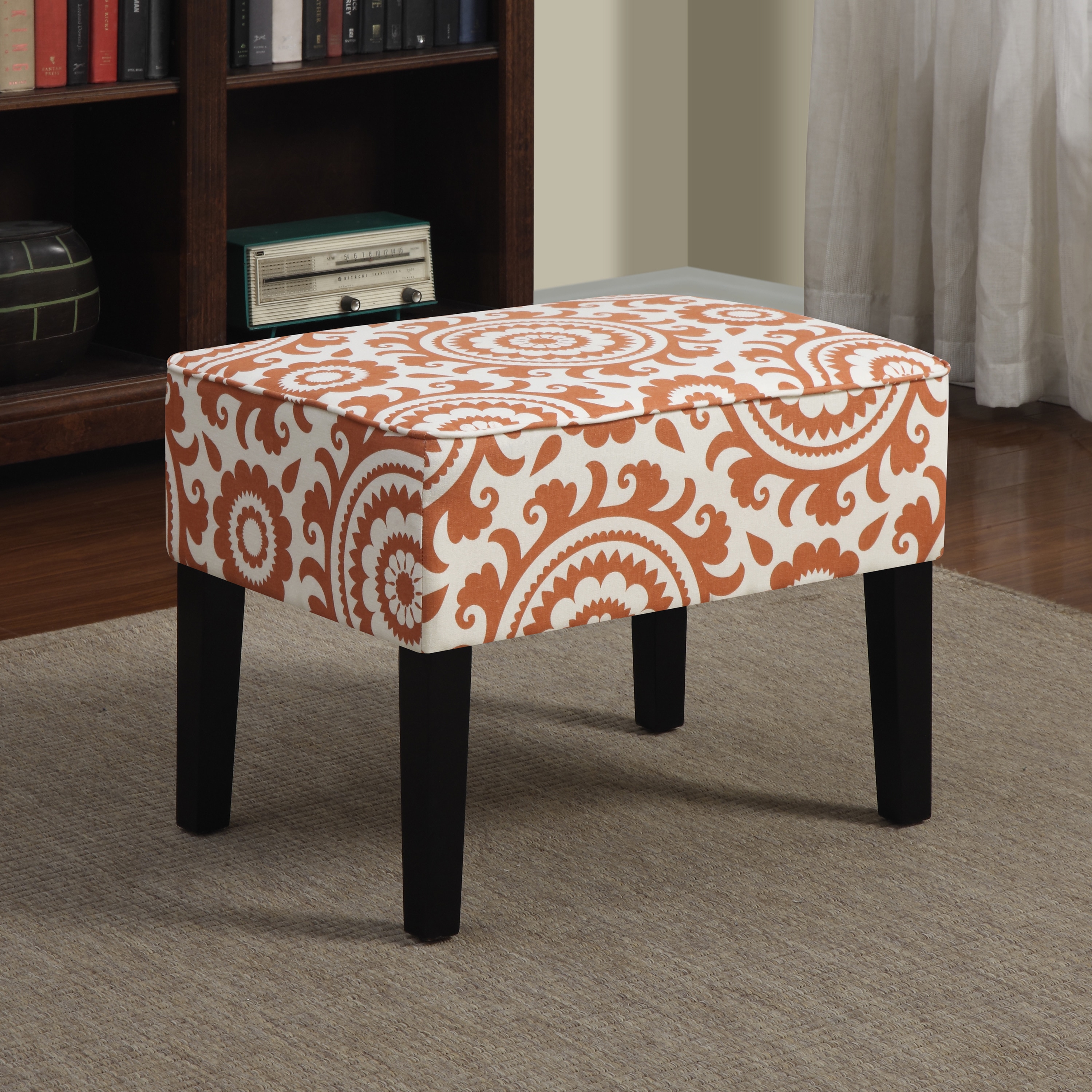 Portfolio Niles Orange Spice Medallion Ottoman