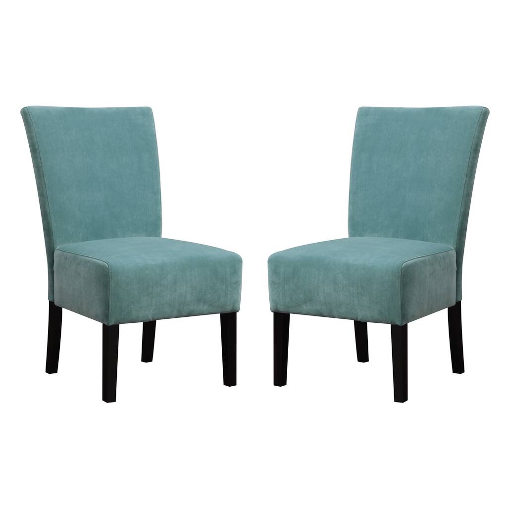 Handy Living Duet Emma Turquoise Blue Velvet Upholstered Armless Chair (Set of 2)