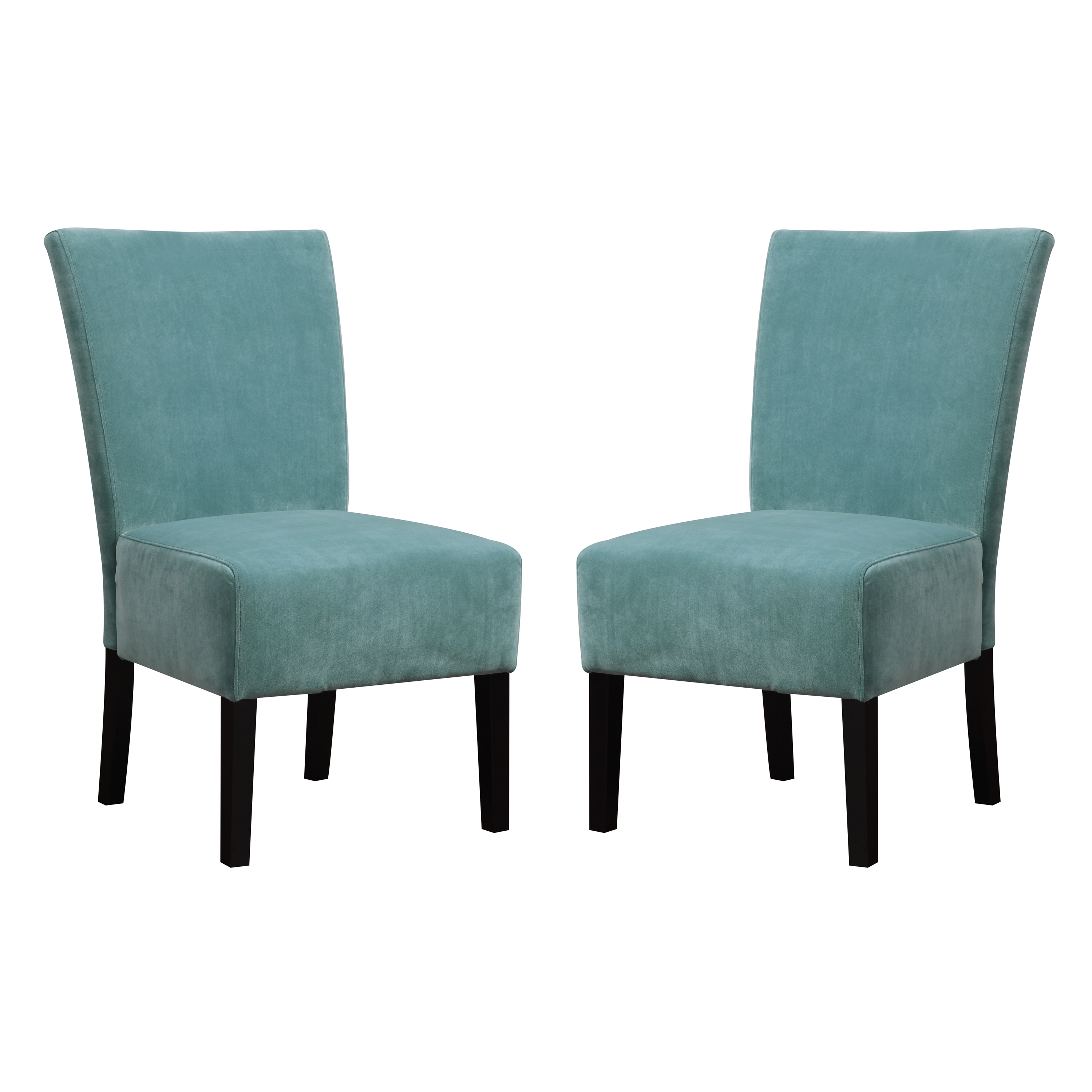 Portfolio Duet Emma Turquoise Blue Velvet Upholstered Armless Chair (set Of 2)