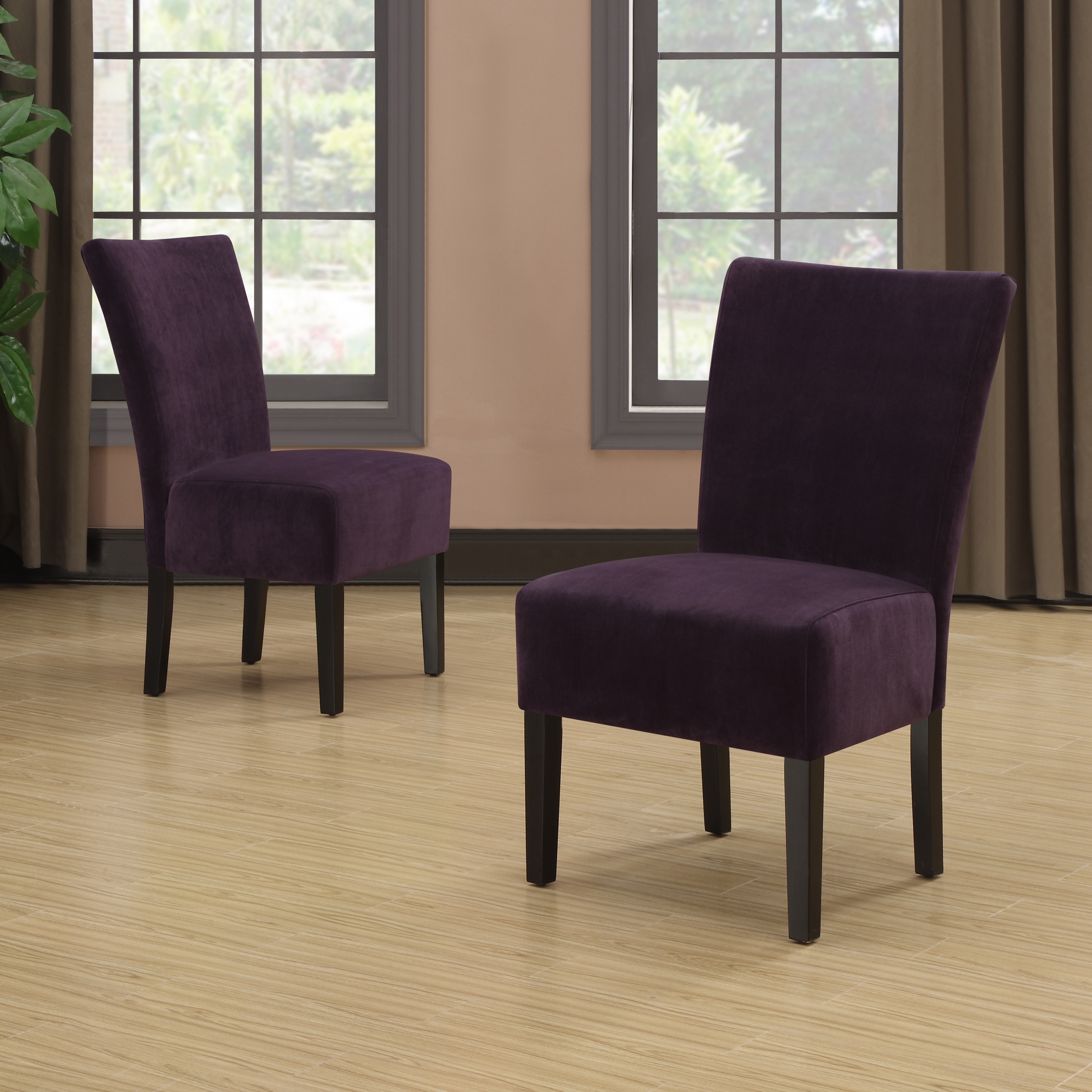 Portfolio Duet Emma Purple Velvet Upholstered Armless Chair (set Of 2)