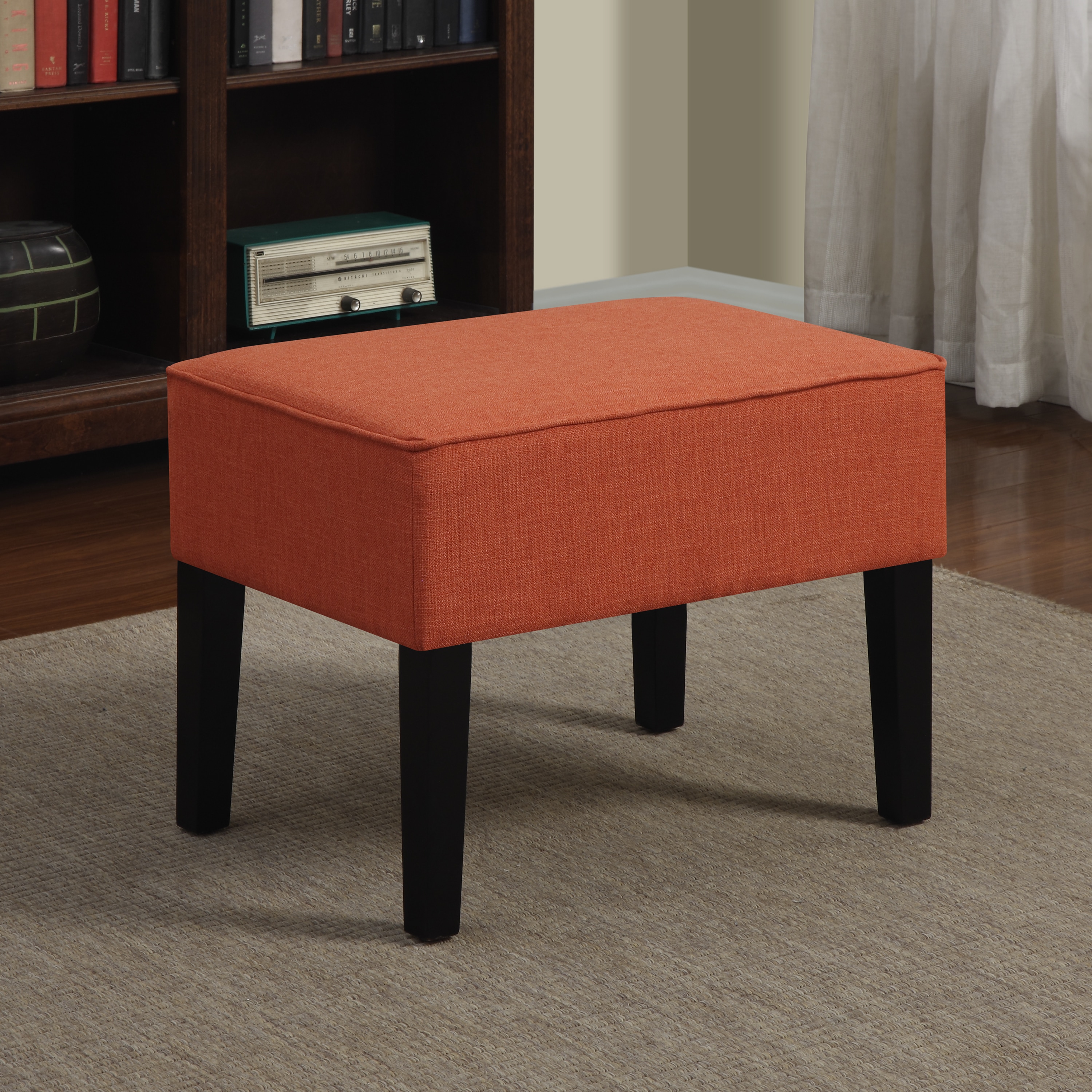 Portfolio Niles Orange Spice Linen Ottoman