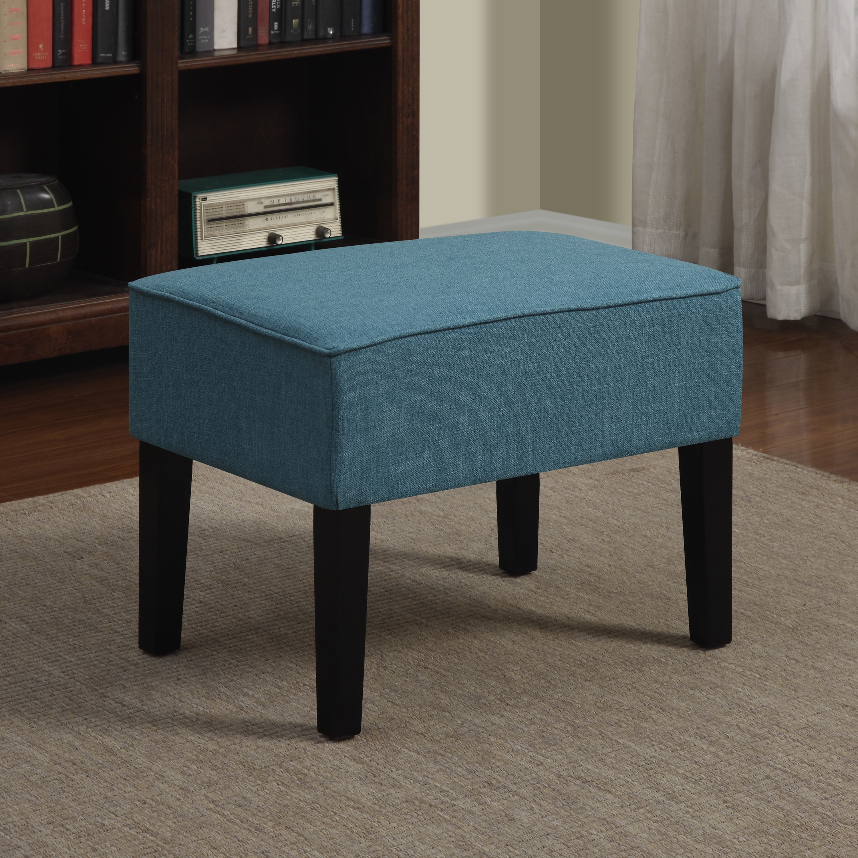 Portfolio Niles Caribbean Blue Linen Ottoman