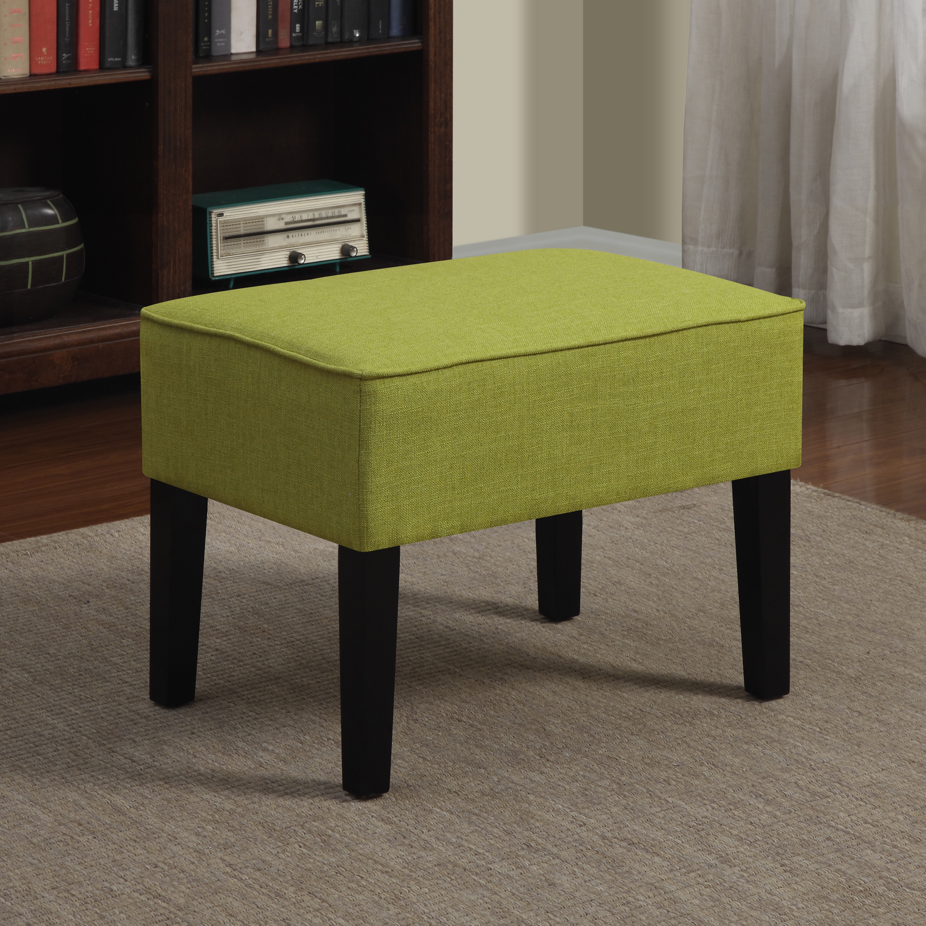 Portfolio Niles Apple Green Linen Ottoman