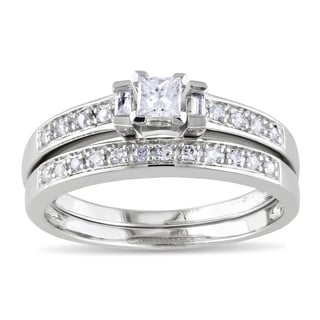 Cambridge Sterling Silver 1/3ct TDW Vintage Inspired Diamond Bridal Set ...