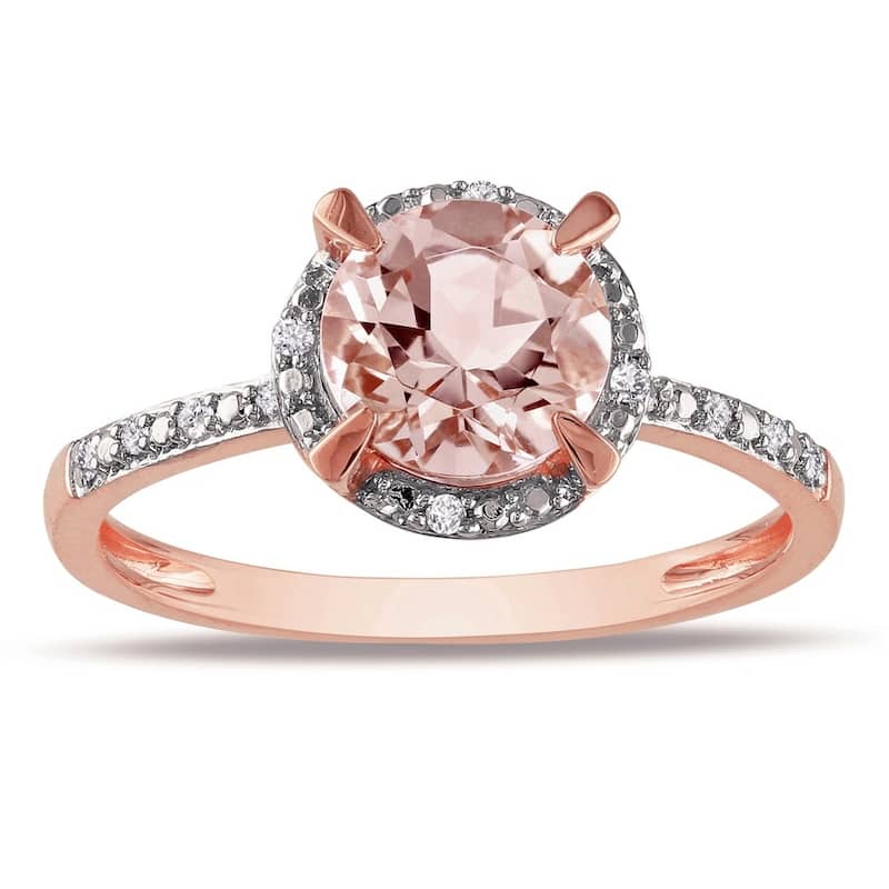 Miadora 10k Rose Gold 1 1/6ct Morganite and 1/4ct TDW Diamond Halo Engagement Ring - 5