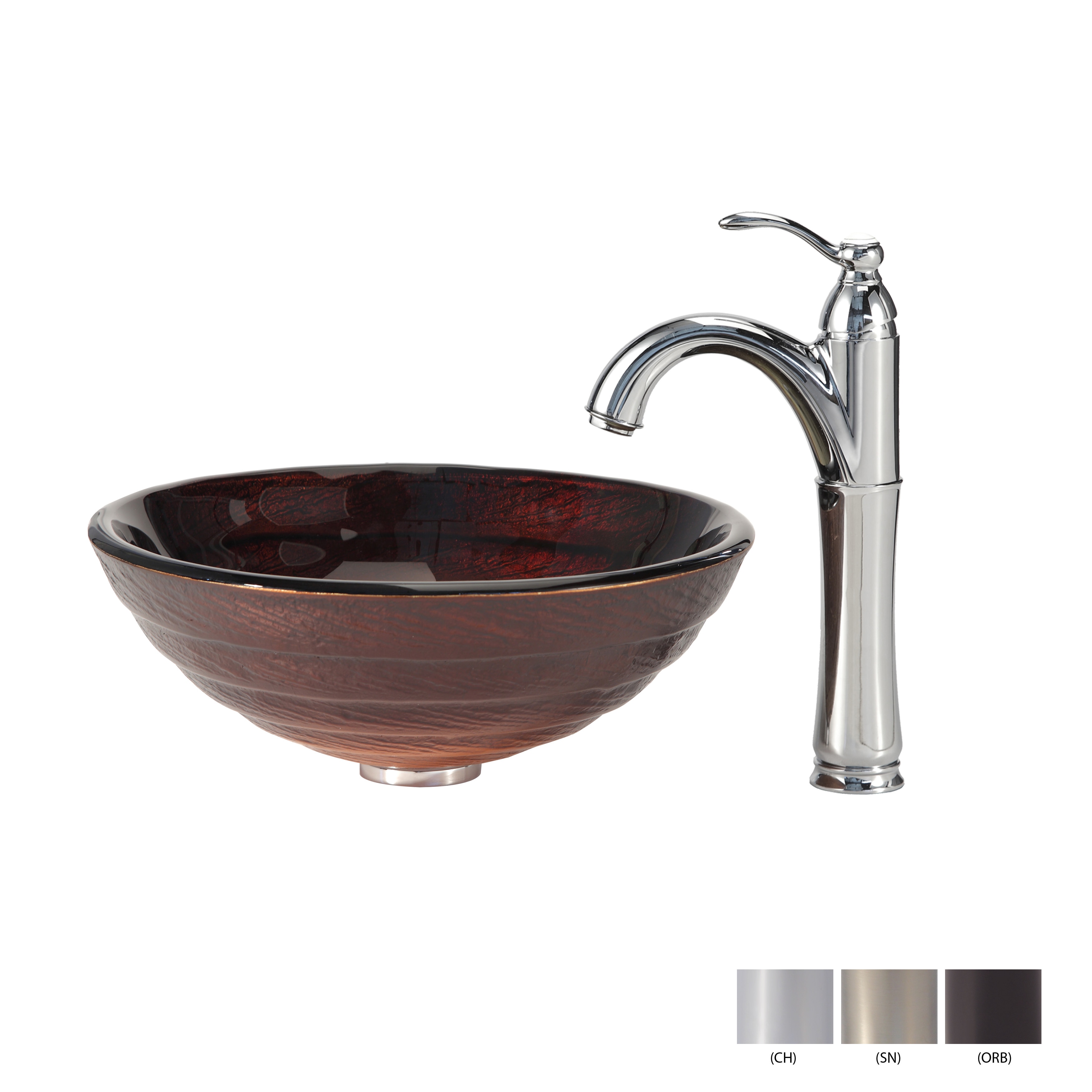 Kraus Bathroom Combo Set Iris Glass Vessel Sink And Riviera Faucet