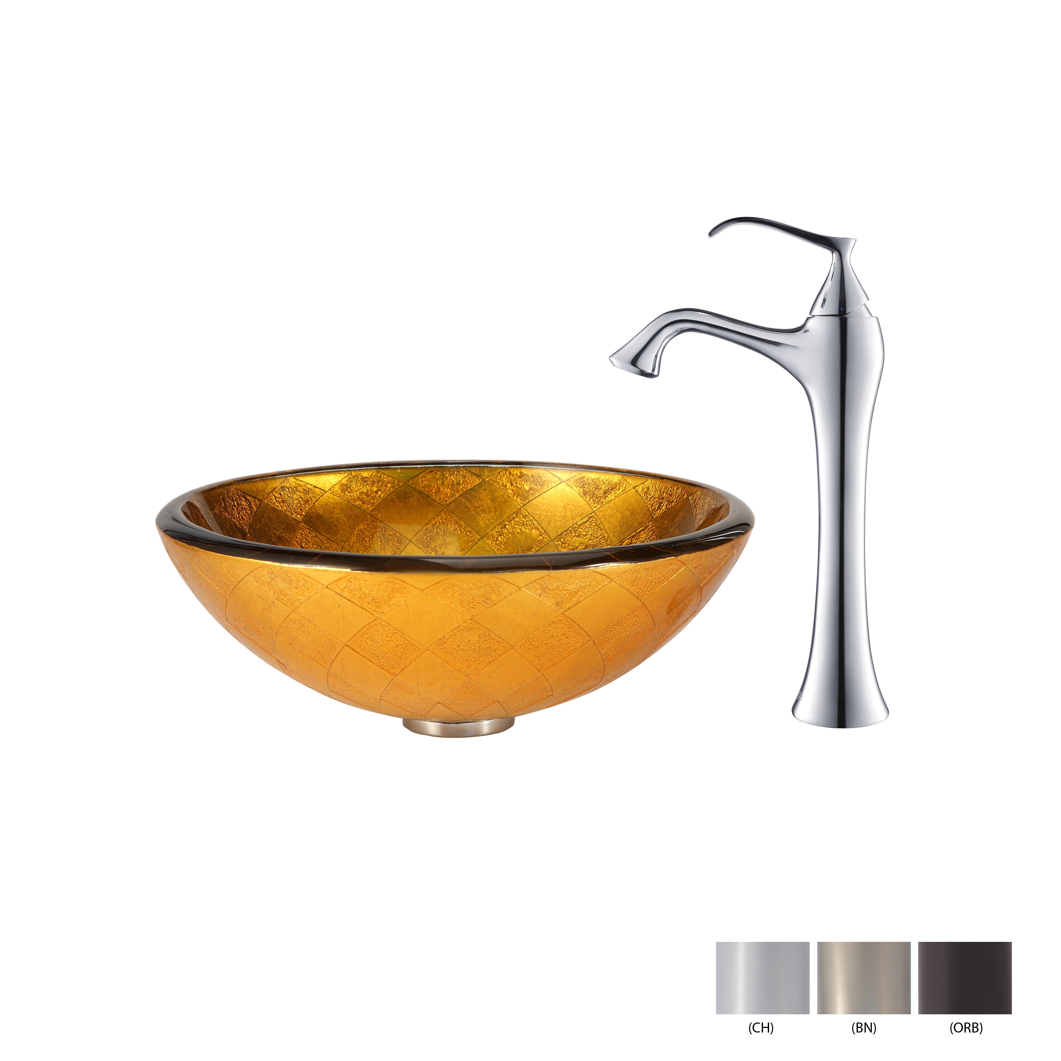 Kraus Bathroom Combo Set Orion Glass Vessel Sink And Ventus Faucet