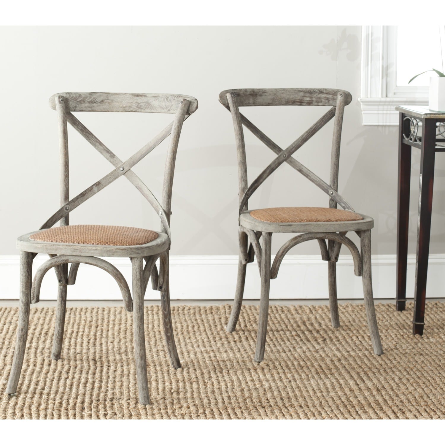 Safavieh Franklin X back Distressed Colonial Walnut Oak Chairs (set Of 2)