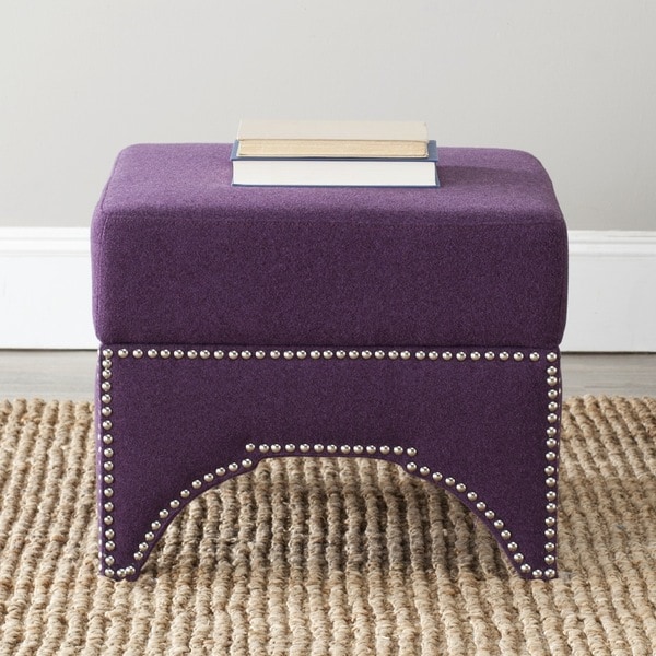 Safavieh Amelia Plum Polyester Tufted Storage Ottoman