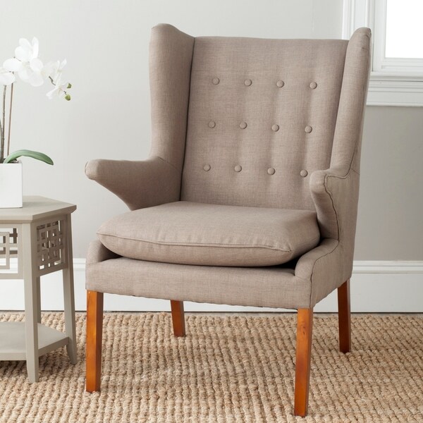 Safavieh Mid-Century Gomer Olive Oak Arm Chair - 26.8"x32.7"x39"