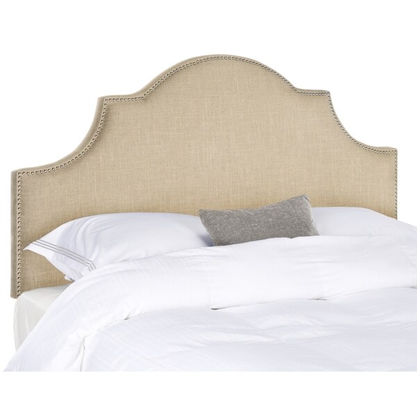 Safavieh Hallmar Hemp Linen Upholstered Arched Headboard - Silver Nailhead (Queen)