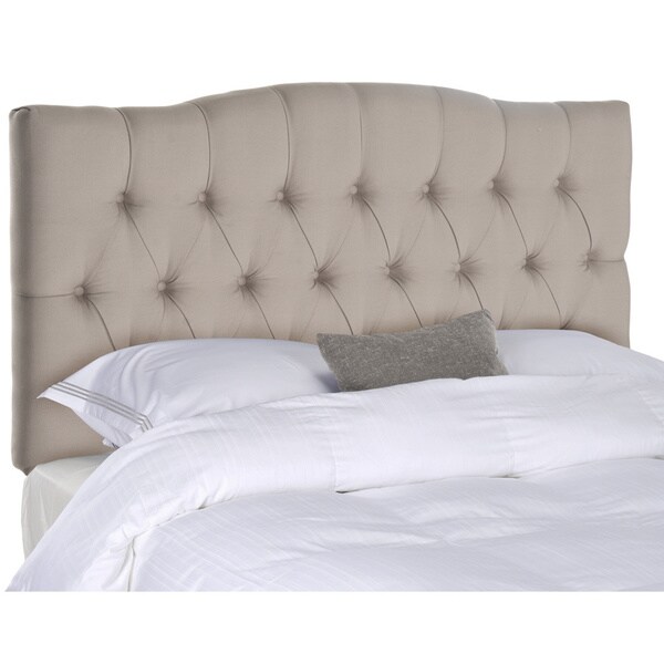 Shop Safavieh Axel Taupe Linen Upholstered Tufted Headboard (Queen