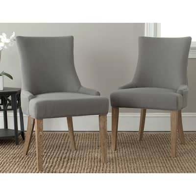 SAFAVIEH Dining Lester Granite Oak Dining Chairs (Set of 2) - 22" x 24.8" x 36.4"