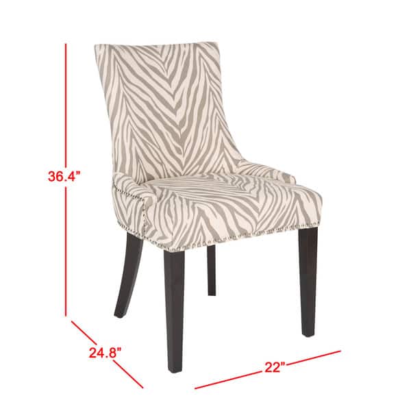 dimension image slide 1 of 2, SAFAVIEH Dining Lester Grey Zebra Dining Chairs (Set of 2) - 22" x 24.8" x 36.4"