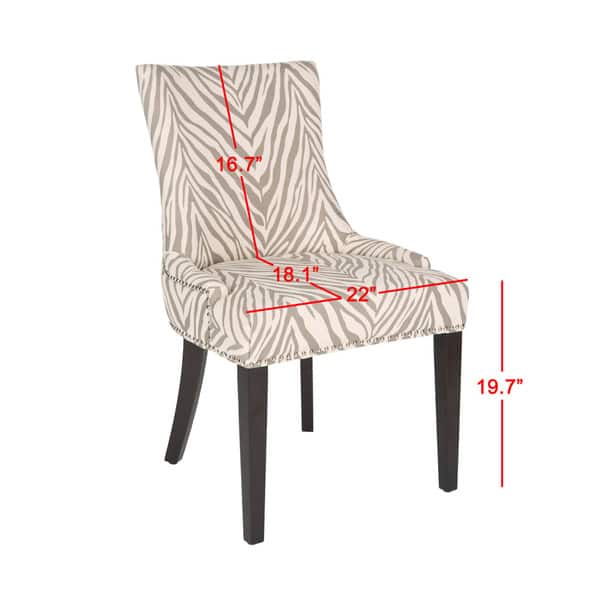 dimension image slide 0 of 2, SAFAVIEH Dining Lester Grey Zebra Dining Chairs (Set of 2) - 22" x 24.8" x 36.4"